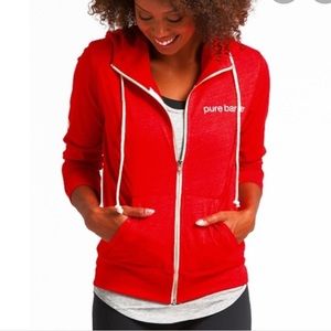 Pure Barre red zip up hoodie